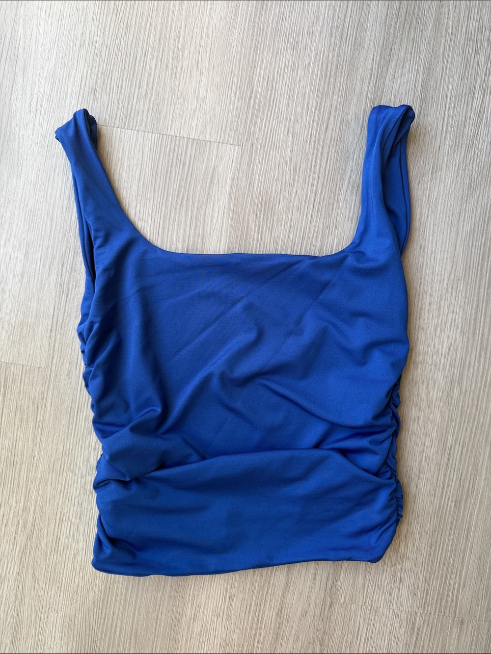 SHEIN Royal Blue Square Neck Ruched Tank Top